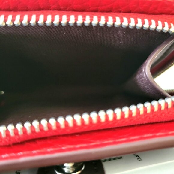 Coach CBO77 Snap Wallet Shiny Pebbled Leather Small Clutch Dark Cardinal - Picture 7 of 7